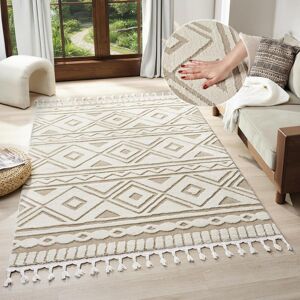 Teppich GOODPRODUCT "Bonvo" Gr. 4, beige, B:160cm H:19mm L:230cm, Kunstfaser, Teppiche, Teppich, mit Fransen, Hoch-Tief-Struktur, Wohnzimmer, Schlafzimmer, Boho-Style Teppich GOODPRODUCT "Bonvo" Gr. 4, beige, B:160cm H:19mm L:230cm, Kunstfaser, Teppiche, Teppich, mit Fransen, Hoch-Tief-Struktur, Wohnzimmer, Schlafzimmer, Boho-Style