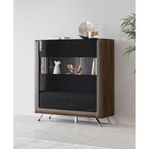 Highboard HOME AFFAIRE "Kasai", schwarz (wallnut columbia, schwarz hgl), B:128,5cm H:136,5cm T:44cm, Sideboards, Highboard, Höhe 136,5 cm, 2 Türen mit Glaseinsatz Highboard HOME AFFAIRE "Kasai", schwarz (wallnut columbia, schwarz hgl), B:128,5cm H:136,5cm T:44cm, Sideboards, Highboard, Höhe 136,5 cm, 2 Türen mit Glaseinsatz