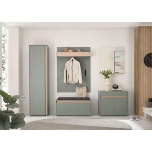 Garderoben-Set HOME AFFAIRE "GIRON/CiTY, moderne Garderobe, Komplettset mit viel Stauraum", grün, B:260cm H:200cm T:40cm, Holzwerkstoff, Kastenmöbel-Sets, Garderoben-Set, enthält Schrank, Kommode, Spiegel, Paneel & Schuhbank +Sitzkissen Garderoben-Set HOME AFFAIRE "GIRON/CiTY, moderne Garderobe, Komplettset mit viel Stauraum", grün, B:260cm H:200cm T:40cm, Holzwerkstoff, Kastenmöbel-Sets, Garderoben-Set, enthält Schrank, Kommode, Spiegel, Paneel & Schuhbank +Sitzkissen