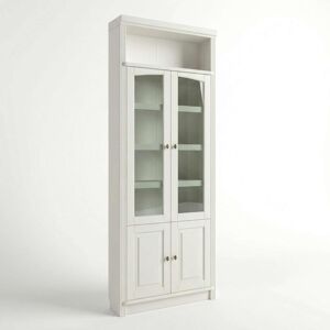Vitrine GOODPRODUCT "Soeren Regal mit 2 Glastüren und 2 Holztüren, B/TH: 80/29/220 cm", weiss (cremeweiß), B:80cm H:220cm T:29cm, Massivholz, Schränke, Vitrine, Kiefer FSC-zertifiziert, 1 offenes Fach, 6 Fächer hinter den Türen Vitrine GOODPRODUCT "Soeren Regal mit 2 Glastüren und 2 Holztüren, B/TH: 80/29/220 cm", weiss (cremeweiß), B:80cm H:220cm T:29cm, Massivholz, Schränke, Vitrine, Kiefer FSC-zertifiziert, 1 offenes Fach, 6 Fächer hinter den Türen