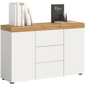 Sideboard GOODPRODUCT "MAMBO, Breite 125cm, 2 Türen, 3 Schubkästen, push-2-open", weiss (platin weiß, wotan eiche nachbildung), B:125cm H:80cm T:37cm, Sideboards, Sideboard, Sideboard, Kommode, Wohnzimmer, Flur, Arbeitszimmer Sideboard GOODPRODUCT "MAMBO, Breite 125cm, 2 Türen, 3 Schubkästen, push-2-open", weiss (platin weiß, wotan eiche nachbildung), B:125cm H:80cm T:37cm, Sideboards, Sideboard, Sideboard, Kommode, Wohnzimmer, Flur, Arbeitszimmer
