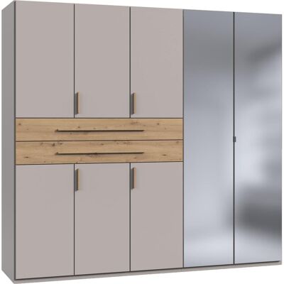 Drehtürenschrank WIMEX "Digit Kleiderschrank wahlweise mit oder ohne Spiegel", grau (kaschmir, absetzung und griffe artisan eiche nachbildung), B:225cm H:208cm T:58cm, Holzwerkstoff, Schränke, Drehtürenschrank, erhältlich in den Breiten 225cm oder 270cm ( Drehtürenschrank WIMEX "Digit Kleiderschrank wahlweise mit oder ohne Spiegel", grau (kaschmir, absetzung und griffe artisan eiche nachbildung), B:225cm H:208cm T:58cm, Holzwerkstoff, Schränke, Drehtürenschrank, erhältlich in den Breiten 225cm oder 270cm (