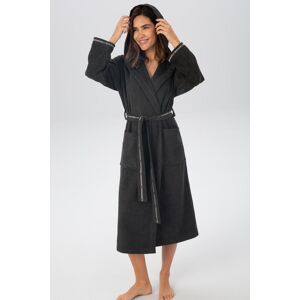 Damenbademantel BRUNO BANANI "Danny, ideal für Sauna & Spa, Hotelbademantel, Morgenmantel" Gr. XL, grau (anthrazit), L:125cm, Walkfrottier, Hausmäntel, Damenbademantel, mit Logostreifen, aus 100% Baumwolle, XS-3XL Damenbademantel BRUNO BANANI "Danny, ideal für Sauna & Spa, Hotelbademantel, Morgenmantel" Gr. XL, grau (anthrazit), L:125cm, Walkfrottier, Hausmäntel, Damenbademantel, mit Logostreifen, aus 100% Baumwolle, XS-3XL