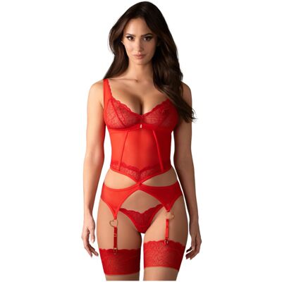Obsessive Cupide Desir - Transparenter Spitzen-Set (Rot) Obsessive Cupide Desir - Transparenter Spitzen-Set (Rot)