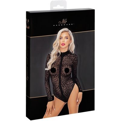 Noir - Langarm-Body mit Leopardenmuster (Schwarz) - M Noir - Langarm-Body mit Leopardenmuster (Schwarz) - M