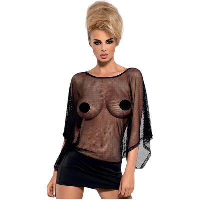 Obsessive Punker - transparente Minikleid und String (schwarz) - L/XL Obsessive Punker - transparente Minikleid und String (schwarz) - L/XL