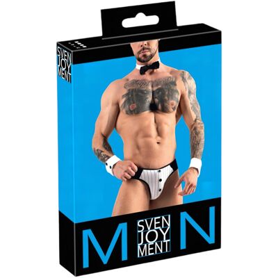 Svenjoyment - Herren Kellner-Tanga-Set (schwarz-weiß) - L Svenjoyment - Herren Kellner-Tanga-Set (schwarz-weiß) - L