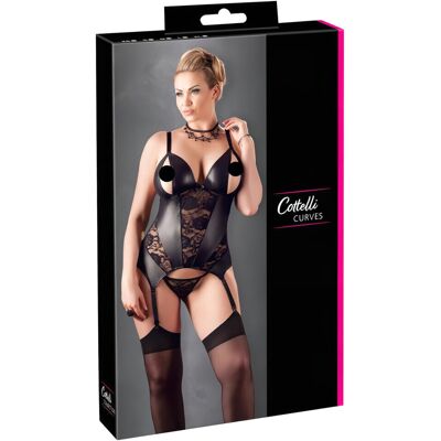 Cottelli - Feminines Blumenoberteil für Kurven (Schwarz) - XXXL Cottelli - Feminines Blumenoberteil für Kurven (Schwarz) - XXXL