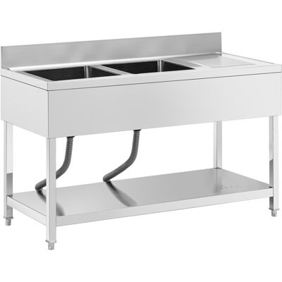 Spültisch - 2 Becken - Edelstahl - 140 x 60 cm - Royal Catering Spültisch - 2 Becken - Edelstahl - 140 x 60 cm - Royal Catering