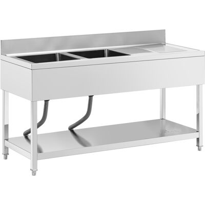 Spültisch - 2 Becken - Edelstahl - 160 x 60 cm - Royal Catering Spültisch - 2 Becken - Edelstahl - 160 x 60 cm - Royal Catering