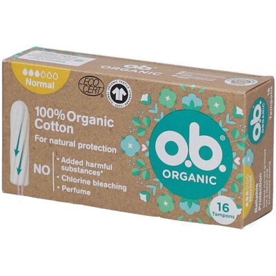 o.b. O.b® Bio-Tampons aus Bio-Baumwolle - Normal 16 ct o.b. O.b® Bio-Tampons aus Bio-Baumwolle - Normal 16 ct