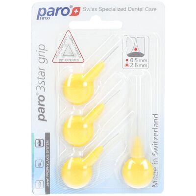 Paro® 3Star-Grip Brossettes interdentaires 2.6 mm Jaune 4 ct Paro® 3Star-Grip Brossettes interdentaires 2.6 mm Jaune 4 ct