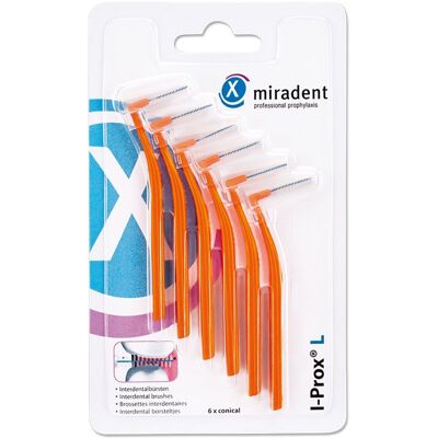 miradent I-Prox® L – Interdentalbürsten 6er konisch, Orange – conical 0,8 mm 6 ct miradent I-Prox® L – Interdentalbürsten 6er konisch, Orange – conical 0,8 mm 6 ct