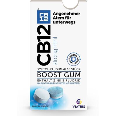 Cb12 Boost Strong Mint Kaugummi: Zuckerfreie Mundpflege-Kaugummis gegen Mundgeruch, 10 ct Cb12 Boost Strong Mint Kaugummi: Zuckerfreie Mundpflege-Kaugummis gegen Mundgeruch, 10 ct