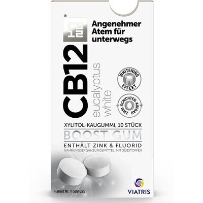 Cb12 Boost Eucalyptus White Kaugummi: Zuckerfreie Mundpflege-Kaugummis gegen Mundgeruch mit Whitening-Effekt 10 ct Cb12 Boost Eucalyptus White Kaugummi: Zuckerfreie Mundpflege-Kaugummis gegen Mundgeruch mit Whitening-Effekt 10 ct