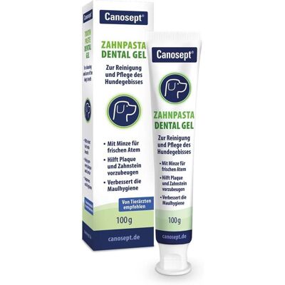 Canosept Hundezahnpasta - Dental Gel - Unterstützt Plaque-Entfernung - Vorbeugt Zahnstein, Karies, Mundgeruch - Für Hunde ab 4 Monaten Canosept Hundezahnpasta - Dental Gel - Unterstützt Plaque-Entfernung - Vorbeugt Zahnstein, Karies, Mundgeruch - Für Hunde ab 4 Monaten