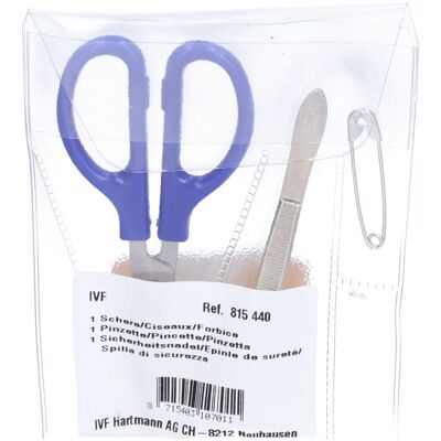IVF Hartmann Set Pinzette, Schere, Sicherheitsnadel 1 ct IVF Hartmann Set Pinzette, Schere, Sicherheitsnadel 1 ct