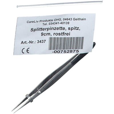 CareLiv 9 cm spitze Pinzette aus Edelstahl 1 ct CareLiv 9 cm spitze Pinzette aus Edelstahl 1 ct