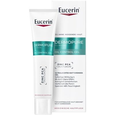 Eucerin® Dermopure Clinical Oil Control Gel – mattierendes Gel mit Zink Pca, Salicylsäure & Carnitin, 8h Anti-Glanz-Effekt bei unreiner Haut 40 ml Eucerin® Dermopure Clinical Oil Control Gel – mattierendes Gel mit Zink Pca, Salicylsäure & Carnitin, 8h Anti-Glanz-Effekt bei unreiner Haut 40 ml
