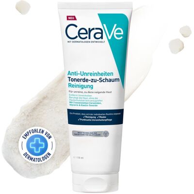 CeraVe Tonerde-zu-Schaum-Reinigung Gesichtsreinigung für unreine Haut 118 ml CeraVe Tonerde-zu-Schaum-Reinigung Gesichtsreinigung für unreine Haut 118 ml