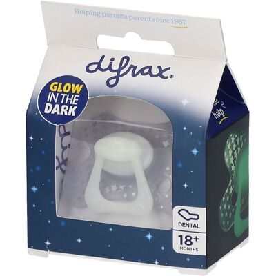difrax® Schnuller - Dental - Glow in the Dark +18 Monate 1 ct difrax® Schnuller - Dental - Glow in the Dark +18 Monate 1 ct