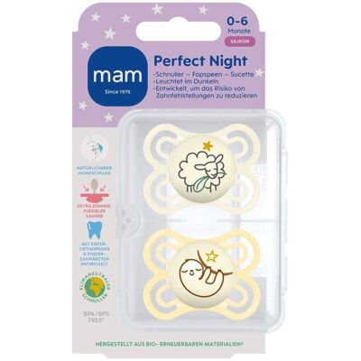 MAM Perfect Night Fopspeen Silikon Unisex 0-6 2 ct MAM Perfect Night Fopspeen Silikon Unisex 0-6 2 ct