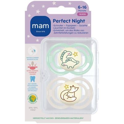 mam Perfect Night Schnuller Silikon Unisex 6-16 2 ct mam Perfect Night Schnuller Silikon Unisex 6-16 2 ct