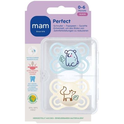 MAM Perfect Schnuller Silikon Blau 0-6 2 ct MAM Perfect Schnuller Silikon Blau 0-6 2 ct
