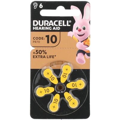 Duracell Batt EasyTab 10 Zinc Air D6 1.4V 6 Stk 6 ct Duracell Batt EasyTab 10 Zinc Air D6 1.4V 6 Stk 6 ct