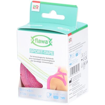 flawa® Sport-Tape für Kinesiologie-Verbände 5 cm x 5 m rosa 1 ct flawa® Sport-Tape für Kinesiologie-Verbände 5 cm x 5 m rosa 1 ct