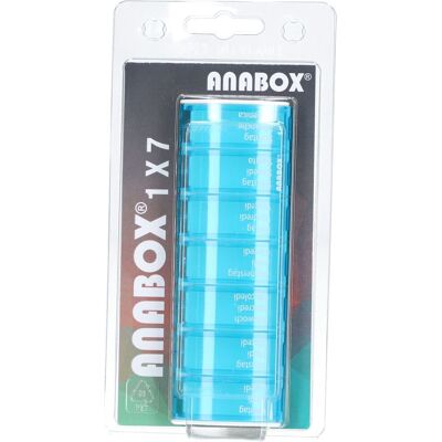 Anabox Distributeur de médicaments 1x7 Turquoise 1 ct Anabox Distributeur de médicaments 1x7 Turquoise 1 ct