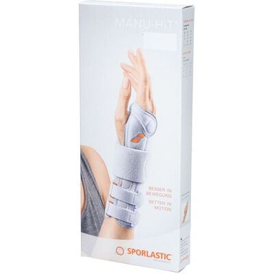 SPORLASTIC MANU-HiT® Handgelenkorthese M 17–19 cm links platinum 1 ct SPORLASTIC MANU-HiT® Handgelenkorthese M 17–19 cm links platinum 1 ct