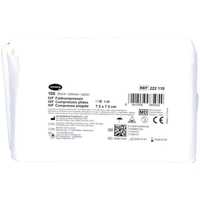 Hartmann Ivf® Faltkompresse Typ 17, 7.5x7.5 cm, 8-fach, 100 ct Hartmann Ivf® Faltkompresse Typ 17, 7.5x7.5 cm, 8-fach, 100 ct