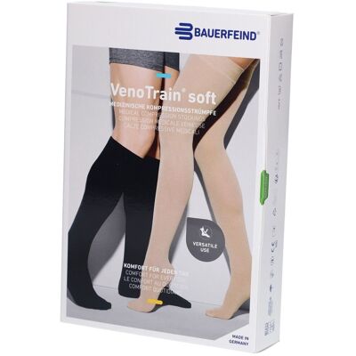 Bauerfeind VenoTrain Soft Strumpf schwarz - Medizinische Kompressionsstrümpfe - AG Ccl2 Größe L plus/lang Fuß geschlossen mit Mikropunkten 1 ct Bauerfeind VenoTrain Soft Strumpf schwarz - Medizinische Kompressionsstrümpfe - AG Ccl2 Größe L plus/lang Fuß geschlossen mit Mikropunkten 1 ct