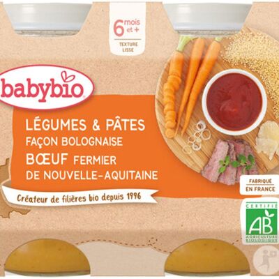 Babybio® Gemüse & Nudeln nach Bolognese-Art Freiland-Rindfleisch aus Neu-Aquitanien 0.4 kg Babybio® Gemüse & Nudeln nach Bolognese-Art Freiland-Rindfleisch aus Neu-Aquitanien 0.4 kg