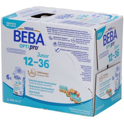 Nestlé Beba Beba Optipro Junior, Trinkfertige Kindermilch 12–36 Monate 200 ml Nestlé Beba Beba Optipro Junior, Trinkfertige Kindermilch 12–36 Monate 200 ml