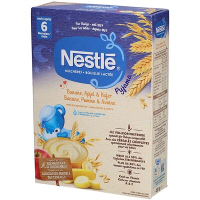 cm_main_brand_2523 Nestlé Milchbrei Pyjama Banane Apfel Hafer 6M 0.45 kg cm_main_brand_2523 Nestlé Milchbrei Pyjama Banane Apfel Hafer 6M 0.45 kg