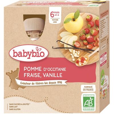 Babybio Frucht - Apfel Erdbeere Vanille (4x90g) Babybio Frucht - Apfel Erdbeere Vanille (4x90g)
