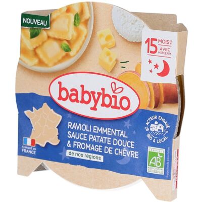 Babybio Ravioli Emmentaler mit Süßkartoffel-Sauce & Ziegenkäse 230 g Babybio Ravioli Emmentaler mit Süßkartoffel-Sauce & Ziegenkäse 230 g