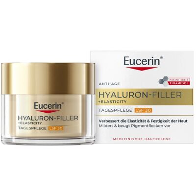 Eucerin® Hyaluron-Filler +Elasticity Tagespflege LSF 30 – Anti-Aging-Tagescreme mit LSF 30 & Thiamidol® 50 ml Eucerin® Hyaluron-Filler +Elasticity Tagespflege LSF 30 – Anti-Aging-Tagescreme mit LSF 30 & Thiamidol® 50 ml