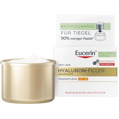 Eucerin® Hyaluron-Filler +Elasticity Tagespflege LSF 30 Nachfüllkapsel – nachhaltige Nachfüllkapsel LSF 30 50 ml Eucerin® Hyaluron-Filler +Elasticity Tagespflege LSF 30 Nachfüllkapsel – nachhaltige Nachfüllkapsel LSF 30 50 ml