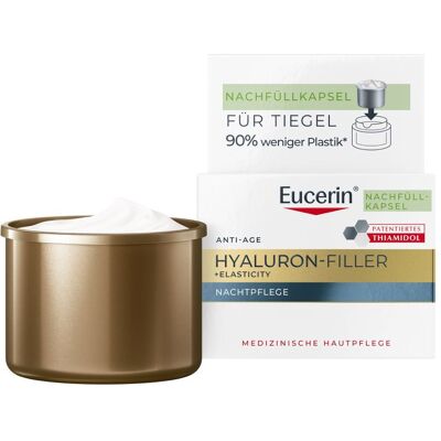 Eucerin® Hyaluron-Filler +Elasticity Nachtpflege Nachfüllkapsel – nachhaltige Nachtpflege als Nachfüllkapsel 50 ml Eucerin® Hyaluron-Filler +Elasticity Nachtpflege Nachfüllkapsel – nachhaltige Nachtpflege als Nachfüllkapsel 50 ml