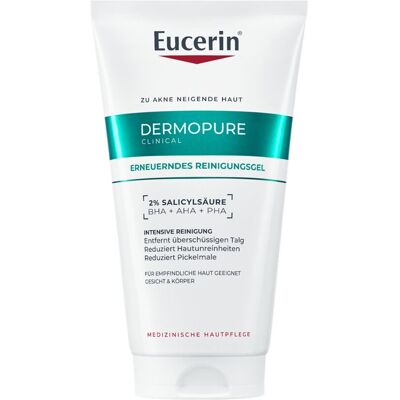 Eucerin® Dermopure Clinical Erneuerndes Reinigungsgel – Waschgel mit Bha, AHA & PHA gegen Pickel & Pickelmale 150 ml Eucerin® Dermopure Clinical Erneuerndes Reinigungsgel – Waschgel mit Bha, AHA & PHA gegen Pickel & Pickelmale 150 ml