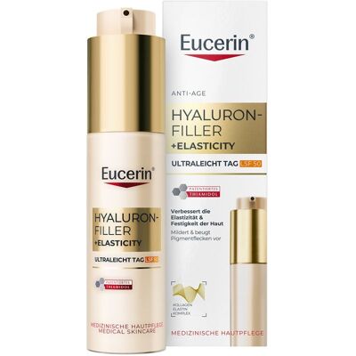 Eucerin® Hyaluron-Filler + Elasticity Ultraleicht Tag LSF 50 – Tagescreme mildert Falten und Pigmentflecken 50 ml Eucerin® Hyaluron-Filler + Elasticity Ultraleicht Tag LSF 50 – Tagescreme mildert Falten und Pigmentflecken 50 ml