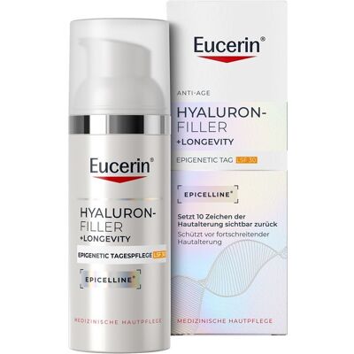 cm_main_brand_1313 Eucerin® Hyaluron-Filler +Longevity Epigenetic Tagespflege LSF 30 – Anti-Aging Tagescreme mit Epicelline® für jünger aussehende Haut 50 ml cm_main_brand_1313 Eucerin® Hyaluron-Filler +Longevity Epigenetic Tagespflege LSF 30 – Anti-Aging Tagescreme mit Epicelline® für jünger aussehende Haut 50 ml