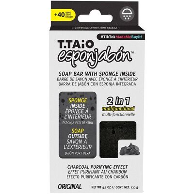 Esponjabón - Éponge Savon 2 en 1 Charbon Purifiant - Seife Esponjabón - Éponge Savon 2 en 1 Charbon Purifiant - Seife