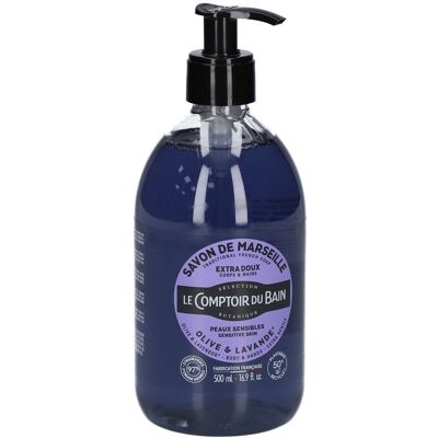Le Comptoir du Bain Olive Lavendel Flüssigseife - Sensible Haut - 500ml Le Comptoir du Bain Olive Lavendel Flüssigseife - Sensible Haut - 500ml