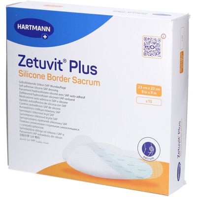 Zetuvit® Plus Silikonrand steril, Einzelverpackung 23 x 23 cm Kreuzbein 10 ct Zetuvit® Plus Silikonrand steril, Einzelverpackung 23 x 23 cm Kreuzbein 10 ct