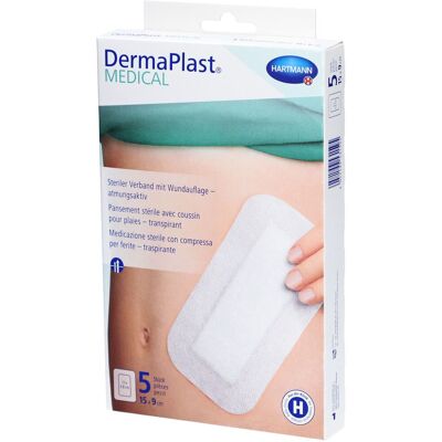 DermaPlast Steriles Pflaster 15 x 9 cm - mit Saugkissen 5 ct DermaPlast Steriles Pflaster 15 x 9 cm - mit Saugkissen 5 ct
