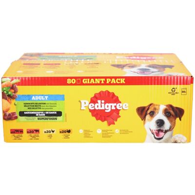 Pedigree Giant Pack - Gemischte Auswahl in Sauce für erwachsene Hunde 8 kg Pedigree Giant Pack - Gemischte Auswahl in Sauce für erwachsene Hunde 8 kg